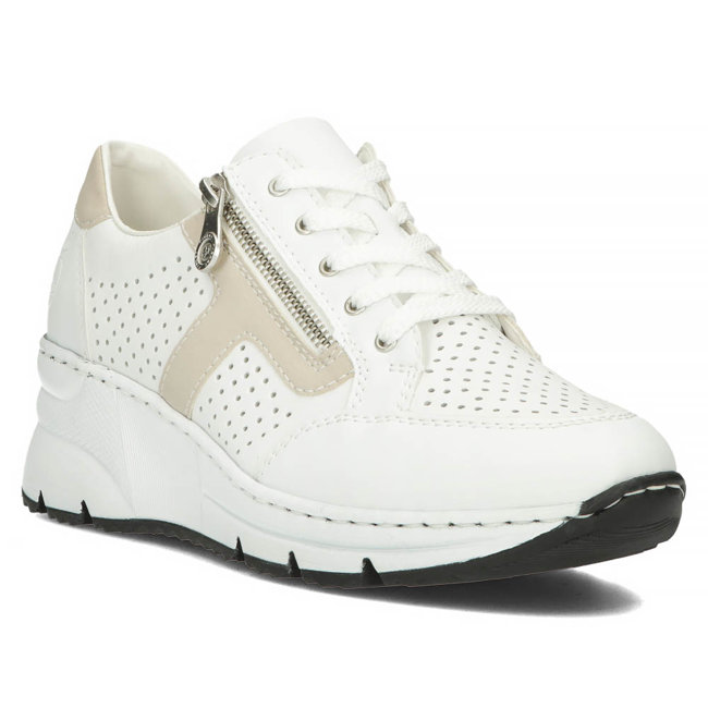Skórzane sneakersy Rieker N6304-80 białe
