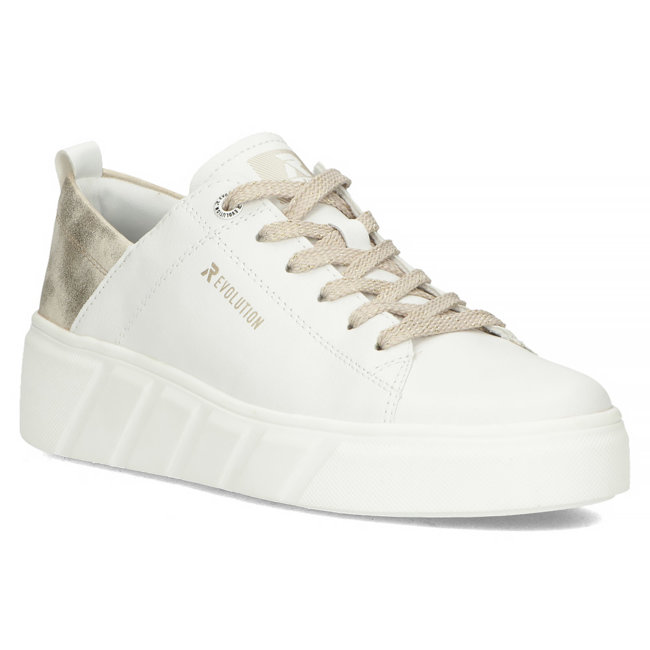 Skórzane sneakersy Rieker W0502-80 białe
