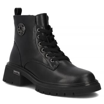 Skórzane botki na obcasie Filippo DBT7422/25 BK czarne