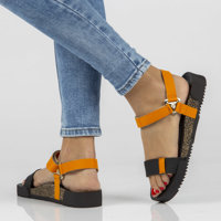 Kožené sandály Yokono ROSS-002 černá a oranžová