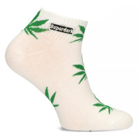 Pánské ponožky bílý-zelená lístky