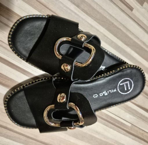 Leather flip-flops Filippo DK6264/24 BK black