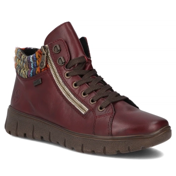 Leather ankle boots Rieker N1305-35 burgundy