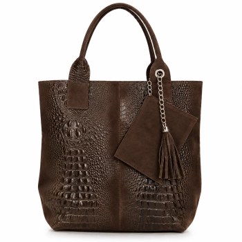Brown leather handbag Toscanio 1101 croco