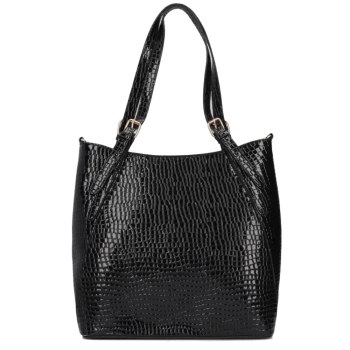 Black shopper bag black croco