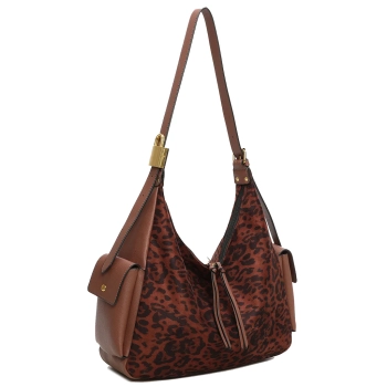 Dark brown handbag leopard