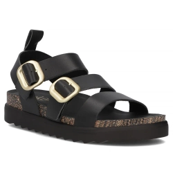 Leather sandals TUNEZ-127 VAQ NEGRO black