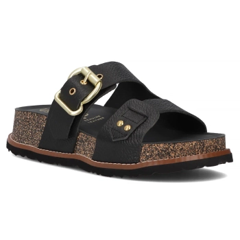 Leather flip-flops Yokono OCA-252 OPAK NEGRO black