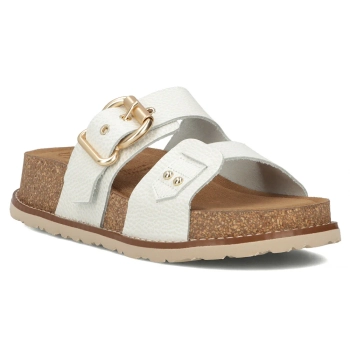 Leather flip-flops Yokono OCA-252 OPAK HIELO white