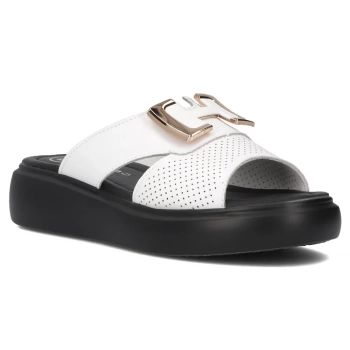 Leather flip-flops Filippo DK7025/25 WH white