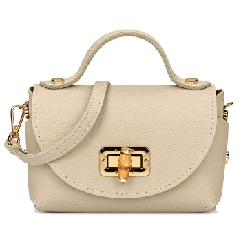 Beige leather handbag Toscanio G68