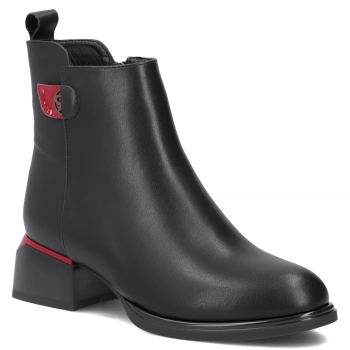 Leather ankle boots Filippo DBT8123/26 BK RD black