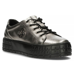 Leather sneakers FILIPPO DP3528/22 GN gun metal