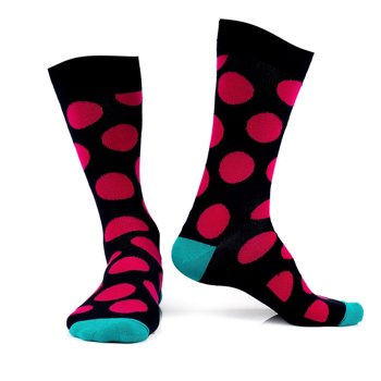 Men's socks black pink dots 42-45
