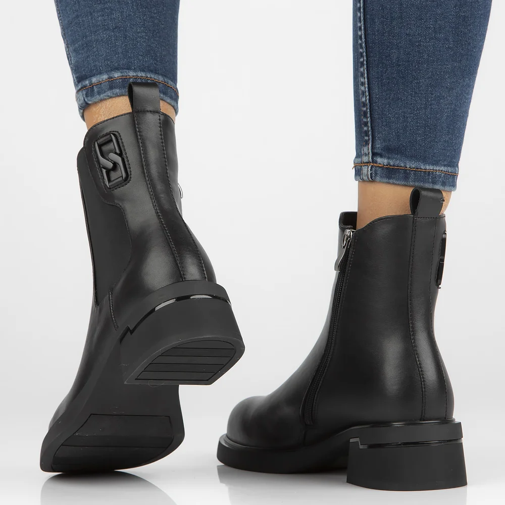 herlipto Vegan Leather Ankle Boots Side Bit Ankle Boots