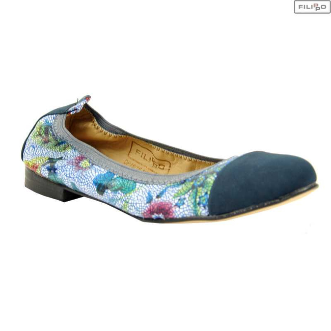 Ballerinas FILIPPO dp18/16 navy blue flowers 9028693