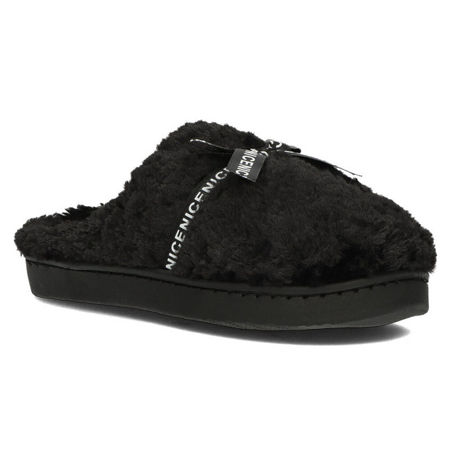 Fur slippers black CF-95