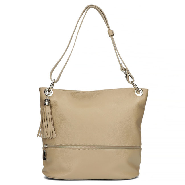 Handbag Toscanio Hobo Leather 1109 beige