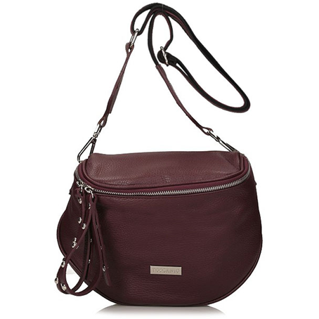 Handbag Toscanio Leather Messenger Bag B67 burgundy