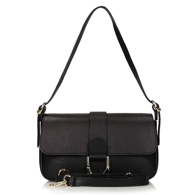 Handbag Toscanio Leather Messenger Bag E116 black