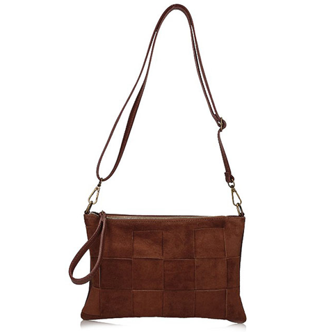 Handbag Toscanio Suede Messenger Bag Braided C87 brown