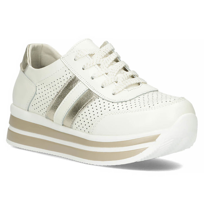 Leather Sneakers Filippo DP1414/23 WH GO white gold