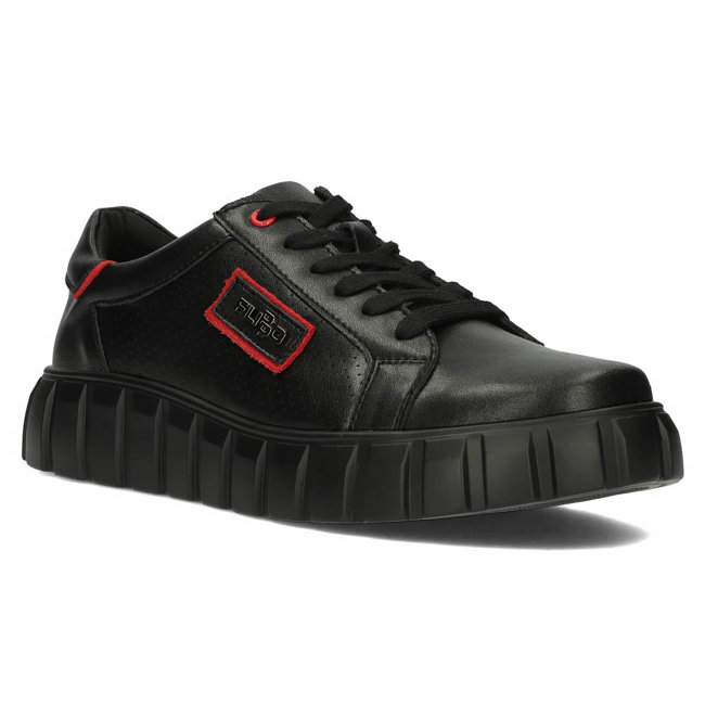 Leather Sneakers Filippo MP948/23 BK RD black