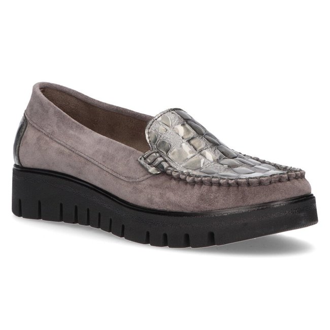 Leather loafers Filippo 10118 gray