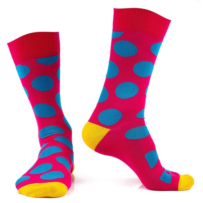 Men's socks pink with blue dots 42-45