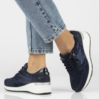 Leather Sneakers Filippo DP2052/21 NV navy blue