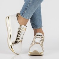 Leather sneakers Filippo 096 white and gold