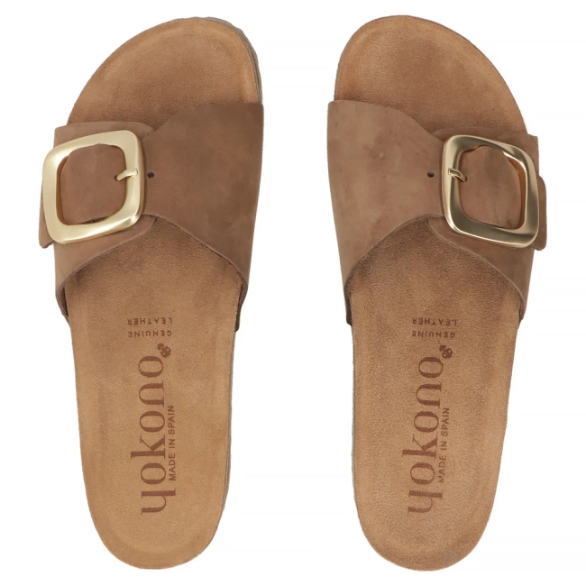 Skórzane klapki Yokono JERBA-114 NOBUCK MOCHA brązowe