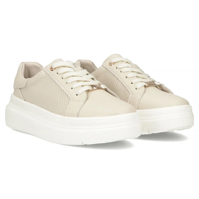 Skórzane sneakersy Filippo DP6731/25 BE beżowe