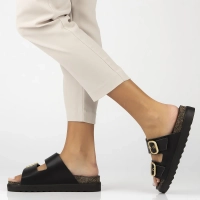 Leather flip-flops Yokono TUNEZ-130 VAQ NEGRO black