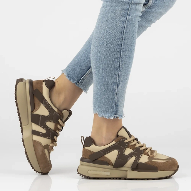 Skórzane sneakersy Filippo DP6970/25 BE brązowe