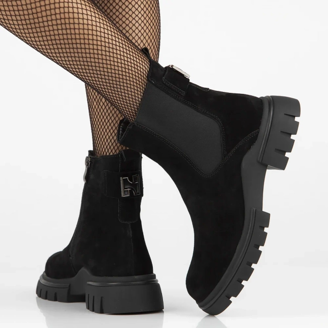 Leather ankle boots DBT6384/24 BK black