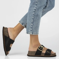 Leather flip-flops Yokono OCA-252 OPAK NEGRO black