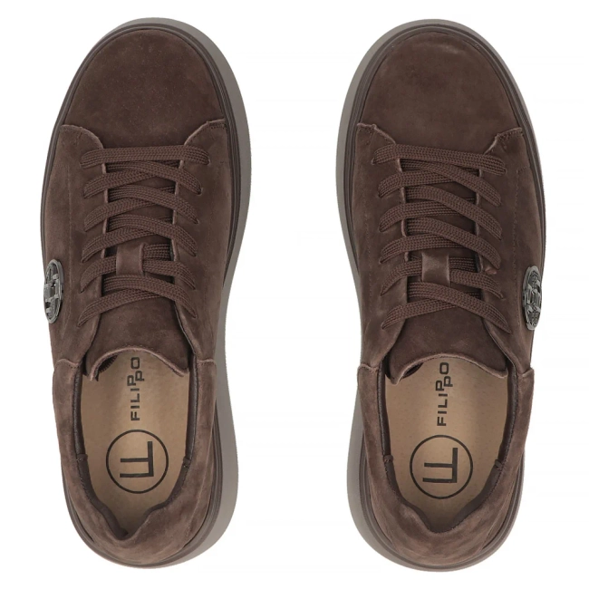 Skórzane sneakersy Filippo DP6058/26 D BR brązowe