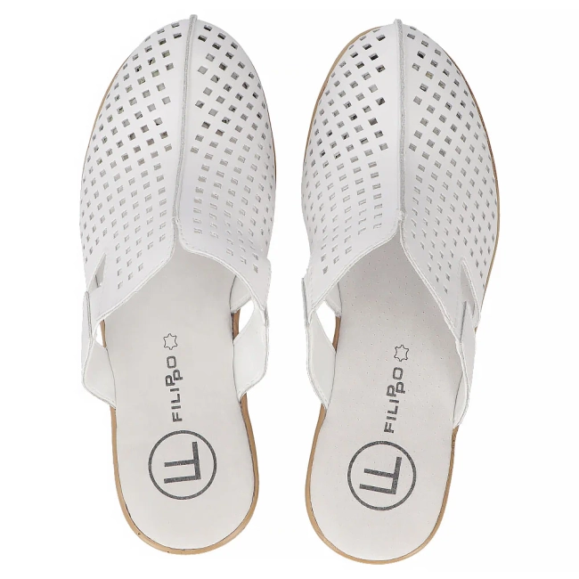 Leather slippers Filippo DK6818/25 WH white