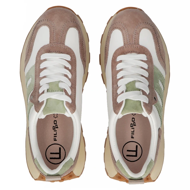 Skórzane sneakersy Filippo DP6743/25 WH BE biało beżowe