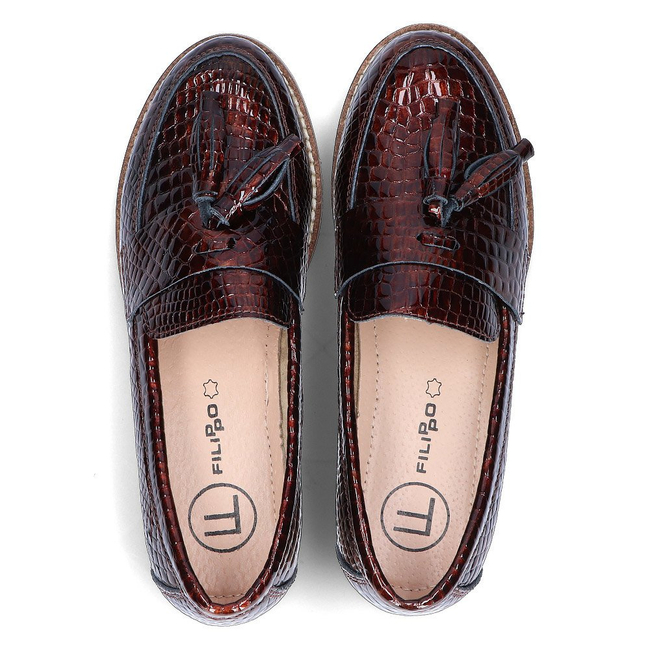 Skórzane mokasyny Filippo DP2161/21 BR brązowe