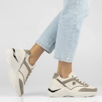 Skórzane sneakersy Filippo DP7766/26 WH BE biało-beżowe