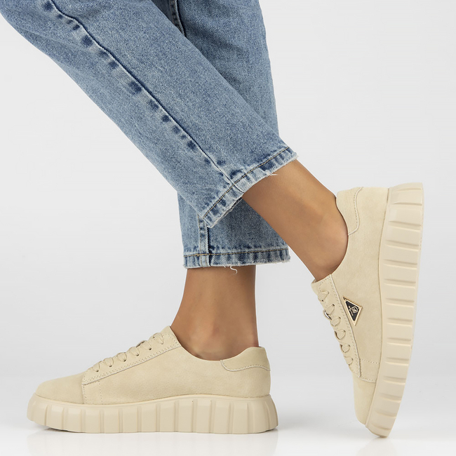 Skórzane sneakersy Filippo DP4138/23 BE beżowe