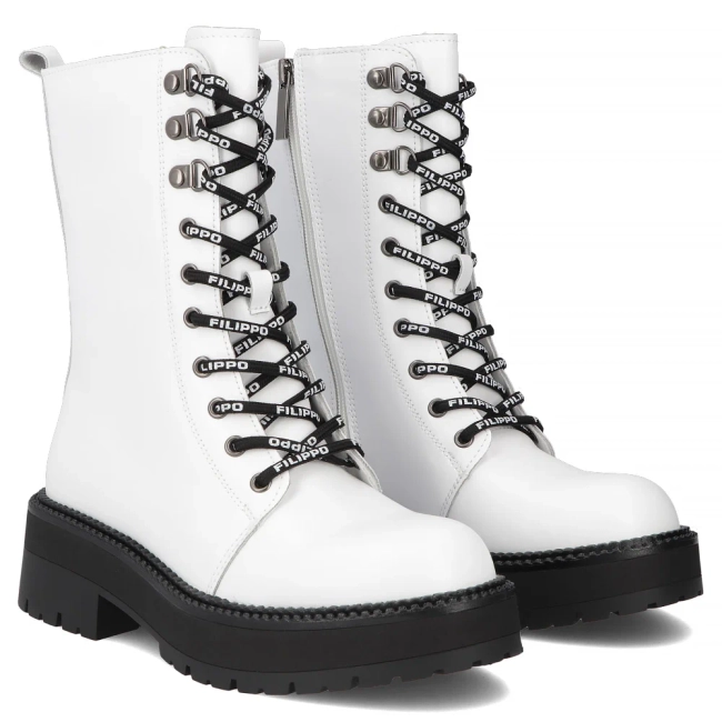 Leather ankle boots Filippo DBT7256/25 WH white