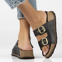 Skórzane klapki Yokono OCA-013 OPA NEGRO czarne