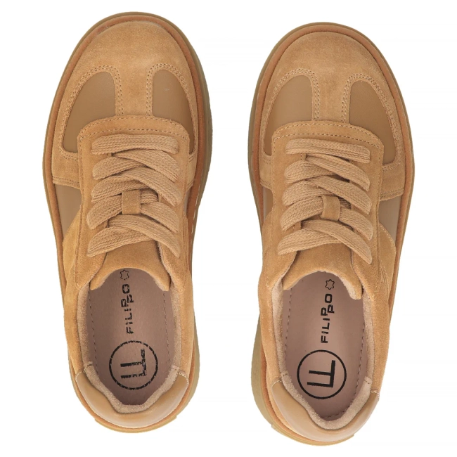 Skórzane sneakersy Filippo DP7174/25 BR brązowe