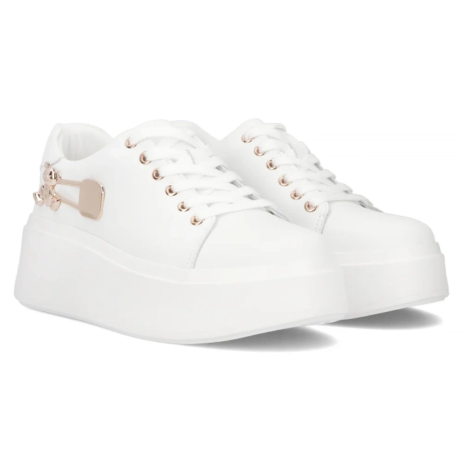 Skórzane sneakersy Filippo DP6423/24 WH białe