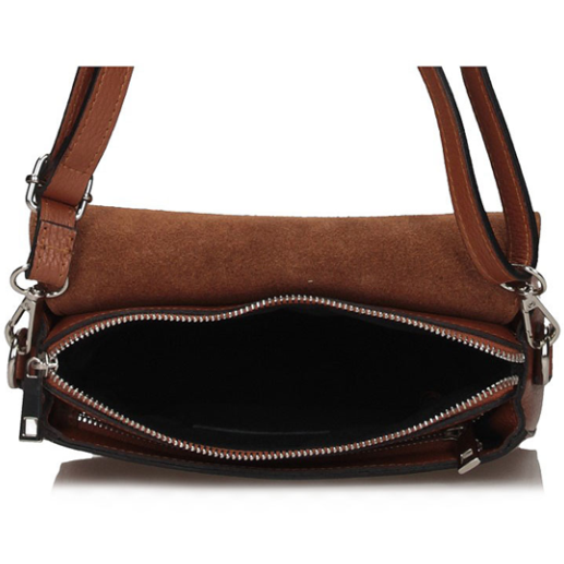 Handbag Toscanio Messenger Bag Leather Suede Flap A179 red