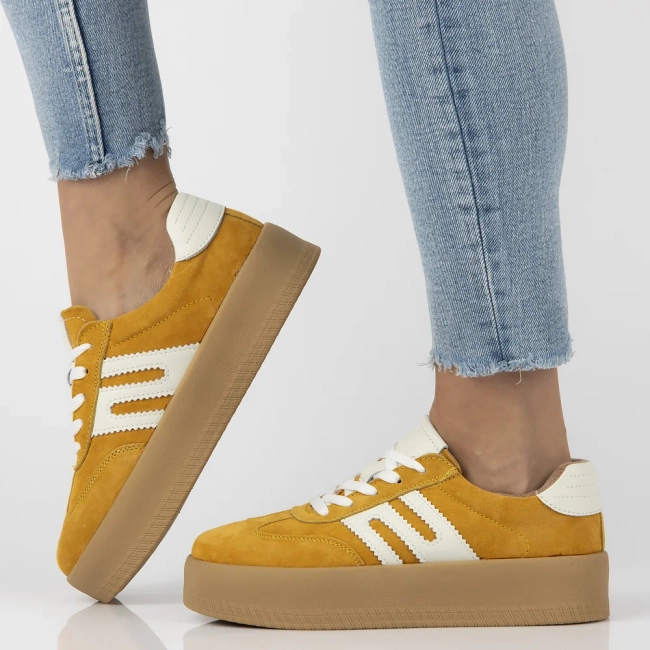 Skórzane sneakersy Filippo DP6994/25 YL żółte