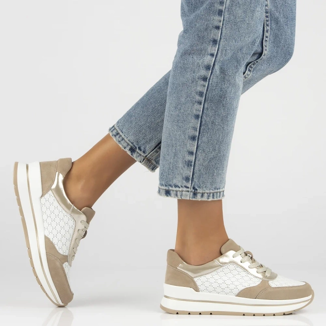 Skórzane sneakersy Filippo DP6778/25 WH BE biało beżowe